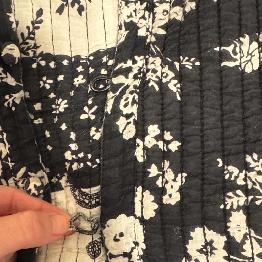 Reversible Quilted Jacket Black White Patchwork Lightweight Jacket XL - Picture 5 of 8